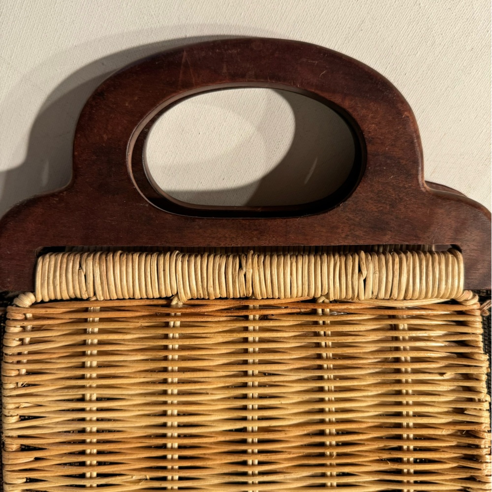 Wicker and Textile Handbag - Picture 4 of 9